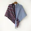 Cachecol Outono Inverno Cachecol Triângulo Xale de Lã Versátil Manto Outerwear Toque de Luxo Patchwork Listrado Capa Poncho Atacado