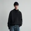 Suéter de punto negro con cuello polo para hombre, otoño e invierno, tejido de punto retro americano, corte limpio, prenda exterior casual y sofisticada