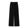 Pantalones de Lana Merino Australiana Grises de Gama Alta para Mujer, de Tiro Alto, Pierna Recta, Pantalones de Cachemir Largos hasta el Suelo para Usar por Fuera