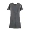 Ropa para Mujer Zr Estilo Europeo y Americano Invierno 2025 Nuevo Estilo Sencillo Vestido Corto Ajustado de Punto Acanalado Suave