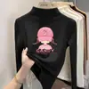 Blusa casual de manga comprida para meninas DeRong, nova coleção outono e inverno, design estiloso e versátil de gola alta para crianças mais velhas
