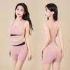 Traje de ropa de yoga a juego color melocotón de secado rápido cintura alta levanta glúteos traje de fitness para correr a prueba de golpes traje deportivo para mujer
