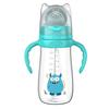 Biberón 210/240/300ml Biberón de PP con Asa, Tetina de una boca con pajita, Biberón para destete