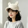 Gorro de Peluche con Orejas de Conejo y Pico de Pato para Mujer, Otoño Invierno, Dulce, Adelgazante, Cálido, Tejido, Gorra de Béisbol, Gorro Cálido Bordado