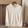 Suéter de caxemira confortável e amigo da pele Outono e inverno Lapela masculina casual camisa pólo de manga comprida Suéter de malha suéter pulôver para homens