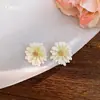 Brincos de Flor de Esmalte Frescos e Coloridos com Agulha de Prata, Tarraxas Versáteis de Alto Padrão de Nicho, Acessórios de Orelha Únicos Doces e Fofos