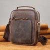 Tendência de Moda Nicho Couro Genuíno Mochila Transversal de Ombro Masculina Portátil Bolsa de Ombro Masculina em Couro de Vaca de Primeira Camada Atacado
