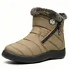 Botas de nieve talla grande, botas de nieve cálidas de invierno para mujer, botas de algodón impermeables para exteriores con cremallera lateral para mujer, talla 46