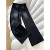 Jeans para Mujer de Alta Resistencia con Patrón de Estrellas Negro y Gris, Adornados con Pedrería, Estilo Nuevo Primavera 2026, Pantalones Anchos Holgados con Cordón