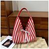 Bolsa de axila de trabajo de verano de doble cara, moda, bolsa de mano simple, para ir al trabajo, a rayas, Ins, gran capacidad, perezosa