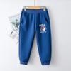 Calça de Moletom de Inverno Infantil Forrada com Lã, Calça Casual Espessa para Meninos Estilo Novo Dinossauro, Roupas de Inverno para Crianças Calça de Moletom Raposa Prateada