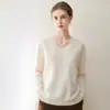 Nuevo suéter de otoño e invierno 100% cachemir hecho con hilo Consinee, con cuello en V holgado y acabado cepillado