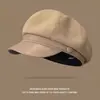Boina de cuadros con orejas de gato lindas, nuevo estilo de primavera para mujer, sombrero octagonal que adelgaza la cara, sombrero para cabeza grande, sombrero de pintor