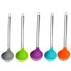 Aço inoxidável punho de silicone panelas multi cor de silicone sopa colher de grau alimentício utensílios de cozinha cozinhar colher de sopa de silicone