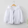 Ropa con Protección Solar para Niños 2025 Verano Manga Larga con Capucha Cremallera Color Sólido Seda de Hielo Ligero Casual Abrigo Malla Transpirable