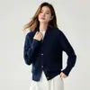 Otoño e Invierno Nuevo Estilo Cuello Fruta Verde Cardigan de Punto Trenzado Cachemir para Mujer Estilo Perezoso Holgado Suéter Abrigo Cardigan Casual de Cachemir
