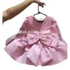 Vestido de Primera Cumpleaños Rosa de Lujo Ligero para Bebé Niña con Lazo Grande, Dulce Vestido de Princesa, Vestido de Niña con Falda Voluminosa