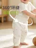 Ropa de bebé: Pantalones de cintura alta para proteger el abdomen para niños y niñas, de algodón puro Clase A para primavera y otoño, pantalones largos con entrepierna abierta para uso en casa