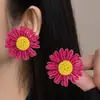 Pendientes de Flor de Hierba Rafi Transfronterizos Europeos y Americanos Pendientes de Aguja de Plata de Alto Grado 925 Estilo Bohemio para Mujer Joyería de Viaje