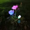 3 Luzes de Flor de Rosa movidas a Energia Solar para Jardim, Luzes de Flor de Chão LED, Decoração de Pátio, Luzes de Gramado de Flor de Rosa, Energia Solar