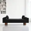 Taburete de sofá minimalista nórdico con tela y patas de madera maciza, adecuado para hotel, hogar, vestidor, sala de estar, recepción, dormitorio y pie de cama