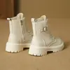 Botas Martin para Mujer, Nuevo Modelo Más Vendido Otoño/Invierno, Comercio Exterior, Forradas de Felpa, Botines Blancos Vintage, Suela Gruesa, Botas de Motocicleta Estilo Británico, Modernas para Mujer