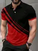 Camisa Polo de Manga Corta a Rayas con Bloques de Color Moda Transfronteriza Cuello Camisero Negocios