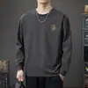 Nueva colección de otoño 2026: Camiseta de manga larga para hombre, estilo casual americano, corte holgado, cuello redondo, camiseta interior básica