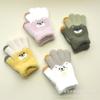 Guantes de invierno cálidos y lindos con bordado de oso para niños de 4 a 11 años, guantes de punto jacquard de imitación de lana de visón al por mayor