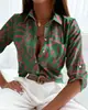 2025 Europeu e Americano Comércio Exterior Feminino Transfronteiriço Primavera e Outono Jaqueta Estação Independente Amazon Manga Longa Camisa Camisa Estampada Feminina