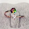 Regalo de vacaciones coreano anillo de diamante de color oro rosa circón retro damas hipsters coreanas