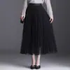Saia Plissada de Renda da Moda para Mulheres Outono/Inverno 2026 Nova Cintura Alta Emagrecedora Comprimento Médio Elegante para o Trabalho Saia Evasê