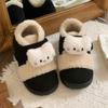 Sapatos Femininos de Inverno Tendência Retro Slip-On Salto Gatinho com Velcro, Confortáveis Estilo Coreano Simples Moda Versátil Sapatos Macios de Algodão