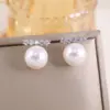 Brincos de Argola com Zircônia e Pérola Agulha de Prata Moda Exquisita Nicho Elegantes Brincos Retrô Acessível Luxo Brincos de Alta Qualidade