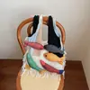 Bolso de Moda Trendy Nuevo para Mujer, Bolso de Hombro Tejido Estilo Perezoso Casual para el Trabajo con Patrón de Pez, Bolso Tote Versátil