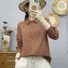 Camisa de manga larga de algodón de doble capa para mujer, exportación, alta calidad, suave, agradable para la piel, simple, versátil, camisa holgada
