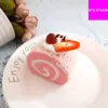 Bolo Fruta Falsa Pão Modelo Rolo Suíço Janela Geladeira Doméstica Adesivo Decoração Fotografia de Alimentos Brinquedo