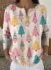 Sudadera de Punto con Cuello en V, Botones y Mangas Largas, Estilo Nuevo Transfronterizo, Otoño e Invierno, Suéter con Estampado de Moda Personalizado para Mujer