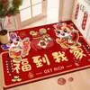 2026 Año del Caballo Felpudo para Entrada de Casa Alfombra Decorativa de Año Nuevo Felpudo Rojo Festivo Felpudo para Pies Felpudo para Puerta de Entrada