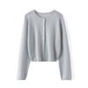 2025 Nueva Chaqueta Delgada de Verano para Protección Solar Tejido Versátil de Manga Larga con Cuello Redondo Top Exterior para Mujer Cárdigan Suelto de Lino de Bambú
