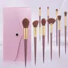 Conjunto de Pincéis de Maquiagem Pequenos Roxo de Nove Peças Transfronteiriço Portátil para Pó Sombra Blush Ferramentas de Beleza Facial Venda por Atacado Fábrica