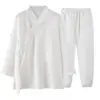 Robe Taoísta Wudang Gola Inclinada Roupão do Líder dos Três Puros Masculino e Feminino Roupa Taoísta Primavera Verão Roupão Curto Roupa Budista Leiga Roupa Taoísta