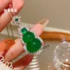 Colgante de jade con incrustaciones de plata 925, collar de calabaza de jade con calcedonia verde, colgante de jade, regalo vivo, colgante al por mayor