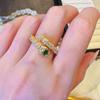 Anillo de Dedo de Bambú de Serpiente Esmeralda de la Edad Media Apertura de Caleidoscopio Anillo Ajustable Nicho para Mujer Lujo Ligero de Alta Gama Producto Nuevo