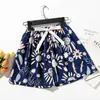 Pantalones de pijama de algodón y seda de comercio exterior para mujer, nuevos de verano, finos, cómodos, holgados, talla grande, pantalones de pierna ancha, pantalones cortos de algodón para pared con dibujos animados