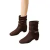 Botines Cortos de Cuero Genuino Maillard para Mujer 2026 Otoño Invierno Nuevos Botas Martin de Gamuza Punta Cuadrada Hebilla de Cinturón Elevador Interno Botas Apiladas