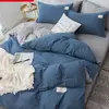 Capa de edredom de quatro peças de cor sólida para cama, lençol simples, suprimentos para dormitório estudantil, conjunto de três peças de casal e solteiro