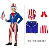 Día de la Independencia de Estados Unidos Cosplay Disfraz de Tío Sam para Niños Halloween Juego de Rol Disfraz de Cosplay Disfraz de Actuación