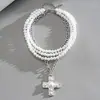 Collar de perlas en capas con cuentas transfronterizo europeo y americano, cadena para la clavícula estilo fiesta vintage, lujo ligero, accesorio versátil de alta gama para mujer