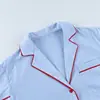 Conjunto de Pijama Longo Listrado Estilo Europeu e Americano Transfronteiriço Primavera e Verão Feminino Roupa de Casa Confortável Respirável Fino Conjunto de Duas Peças 2026